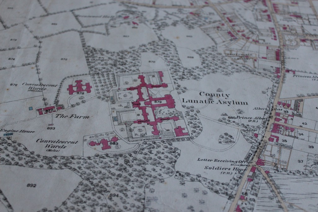 1st Edn OS Map 25" showing the County Lunatic Asylum in 1975