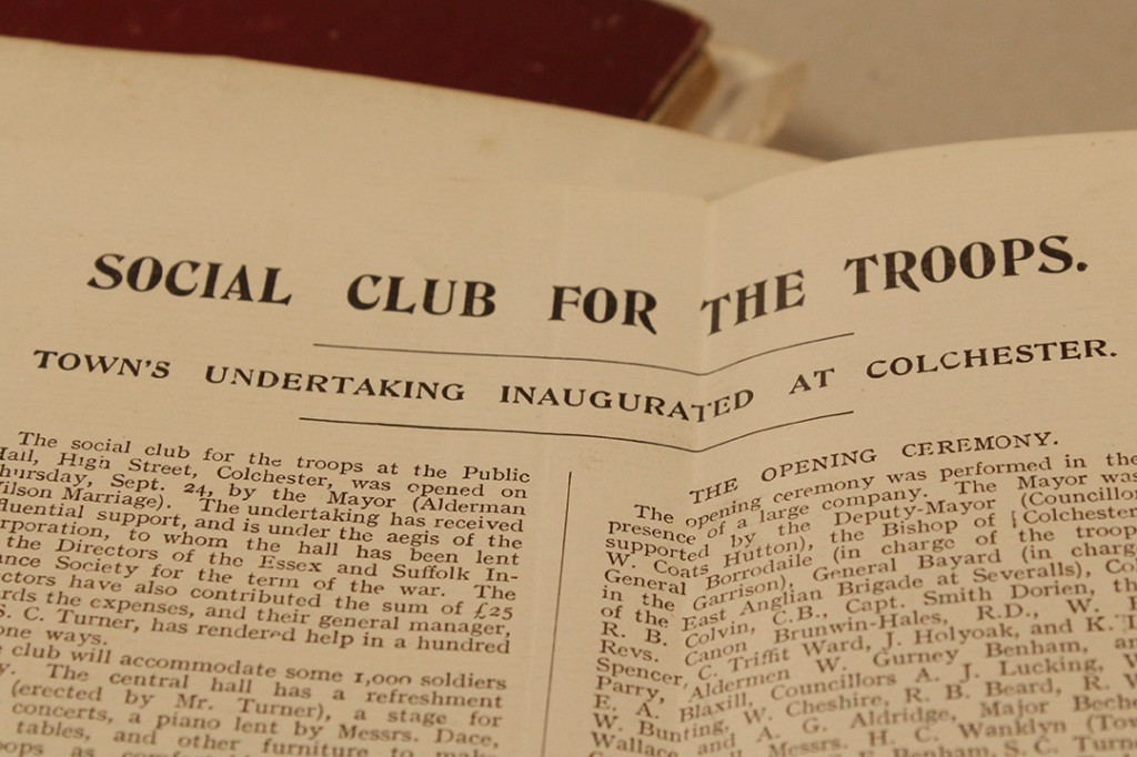 Papers from the Colchester Social Club for the Troops (C948)