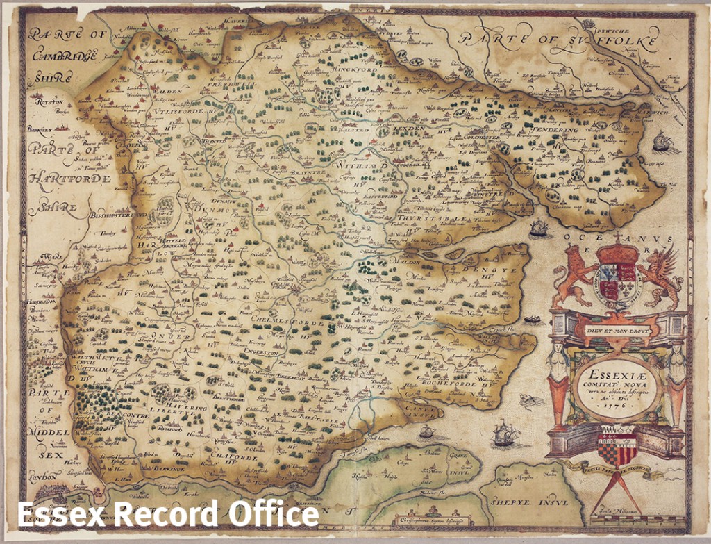 Saxton map Essex 1576