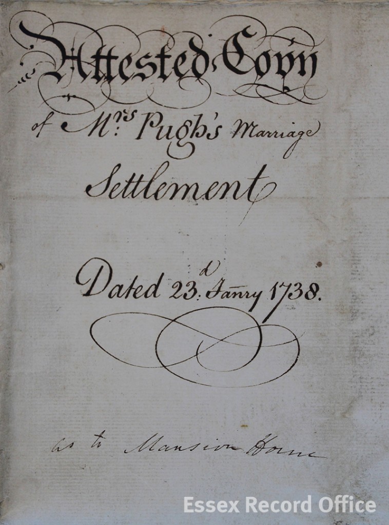 The marriage settlement of Benjamin Pugh and Amy Walls in which 26 High Street is referred to as the ‘mansion house’. (D/DU 755/45)