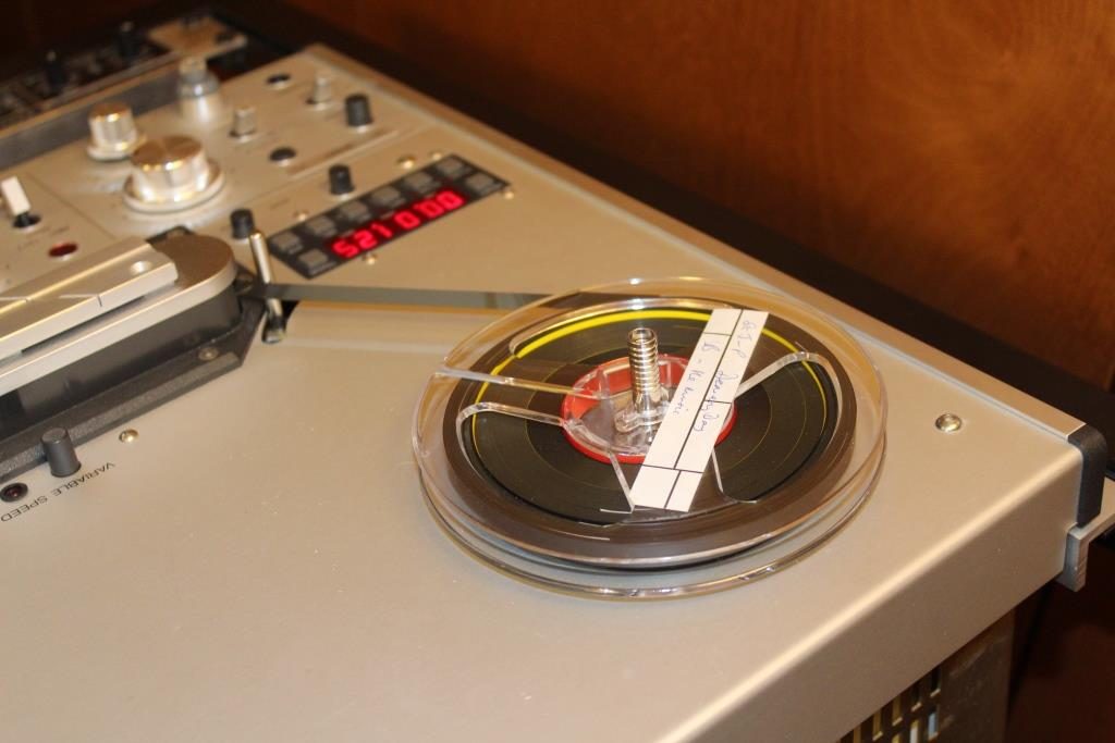 Photograph of an open reel tape on player